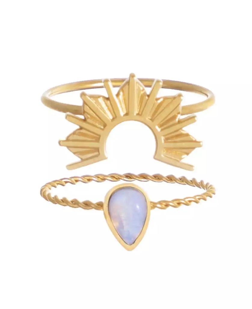 ADORNIA Tarnish Resistant Gold Opal Sunrise Ring Set 6