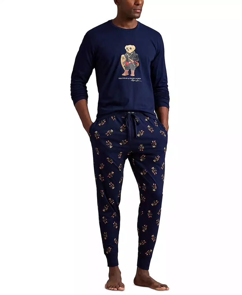 Ralph Lauren Men's 2-Piece Long Sleeve Crew T-Shirt and Joggers Pajama Set