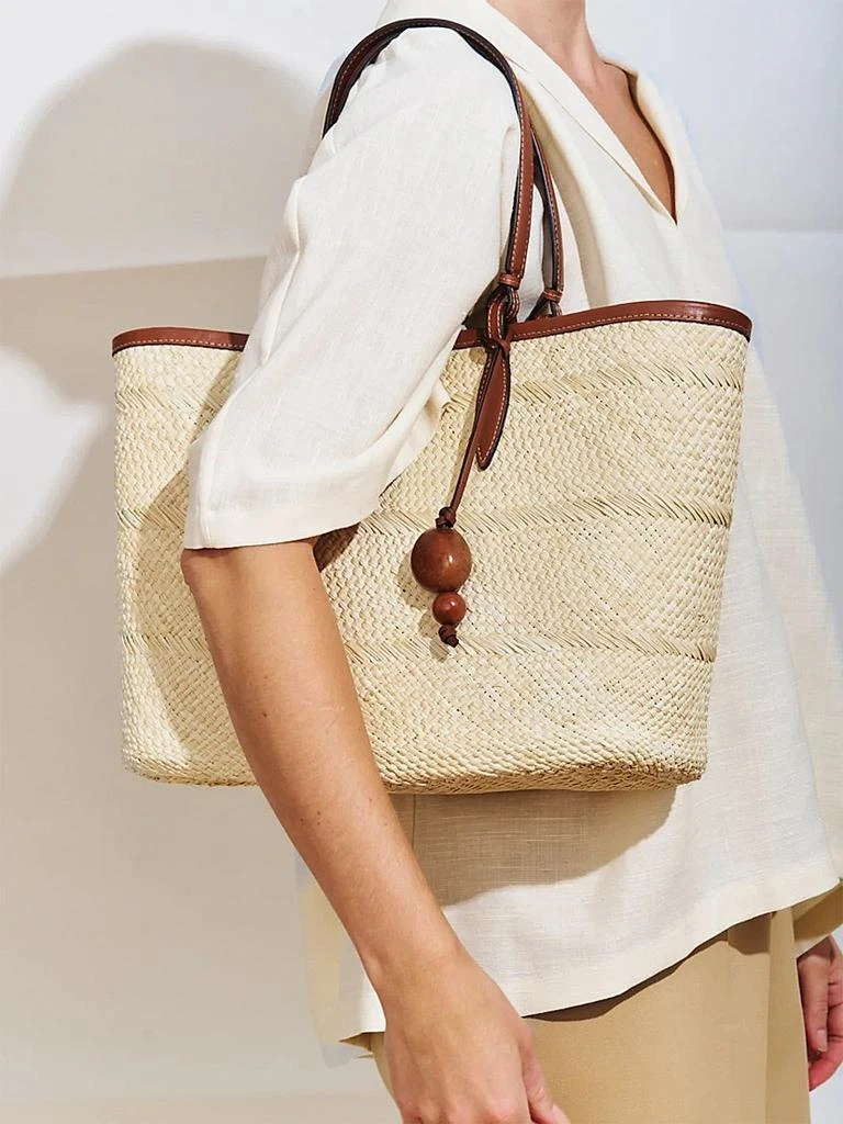 Hunting Season Leather-Trimmed Woven Tote Bag 5