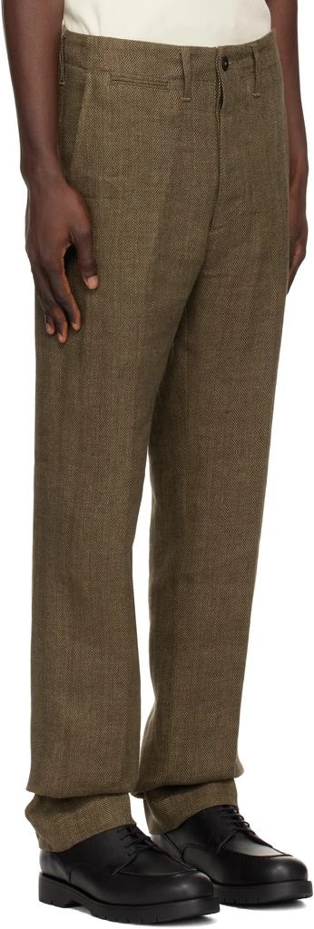 RRL Brown Linen Herringbone Officer's Trousers 4