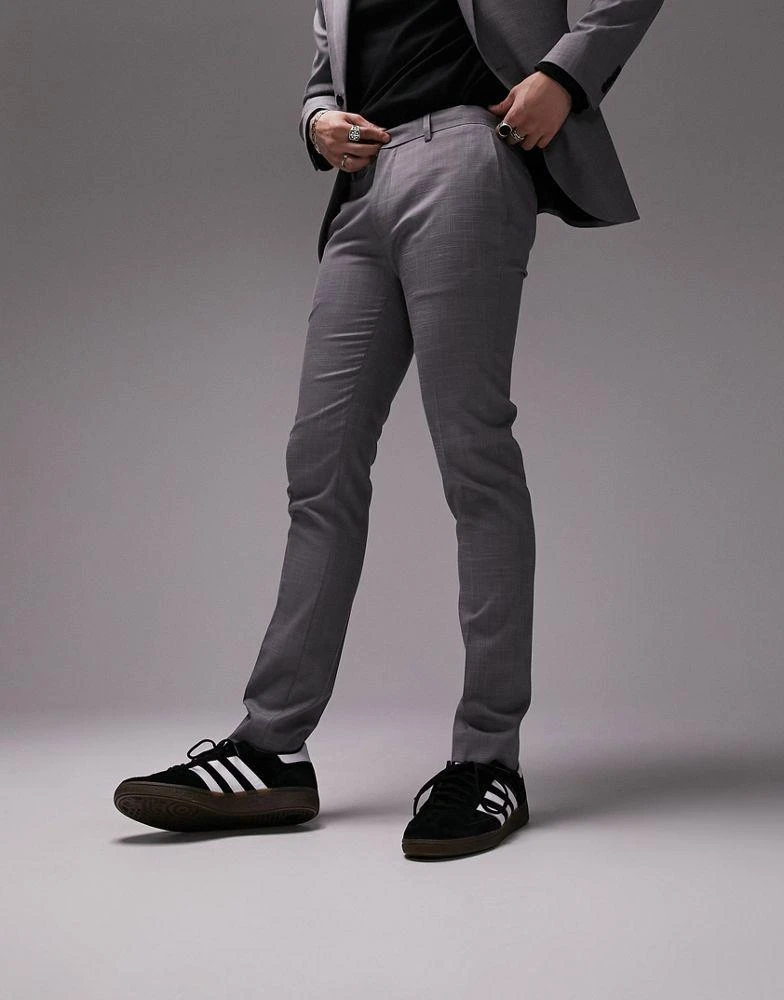 Topman Topman stretch super skinny suit trousers in grey 4