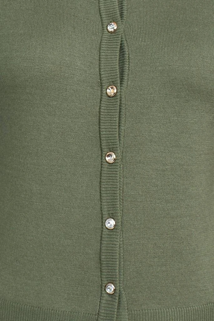 Esperanza Button Down Long Sleeve Solid Knit Cardigan In Green 5