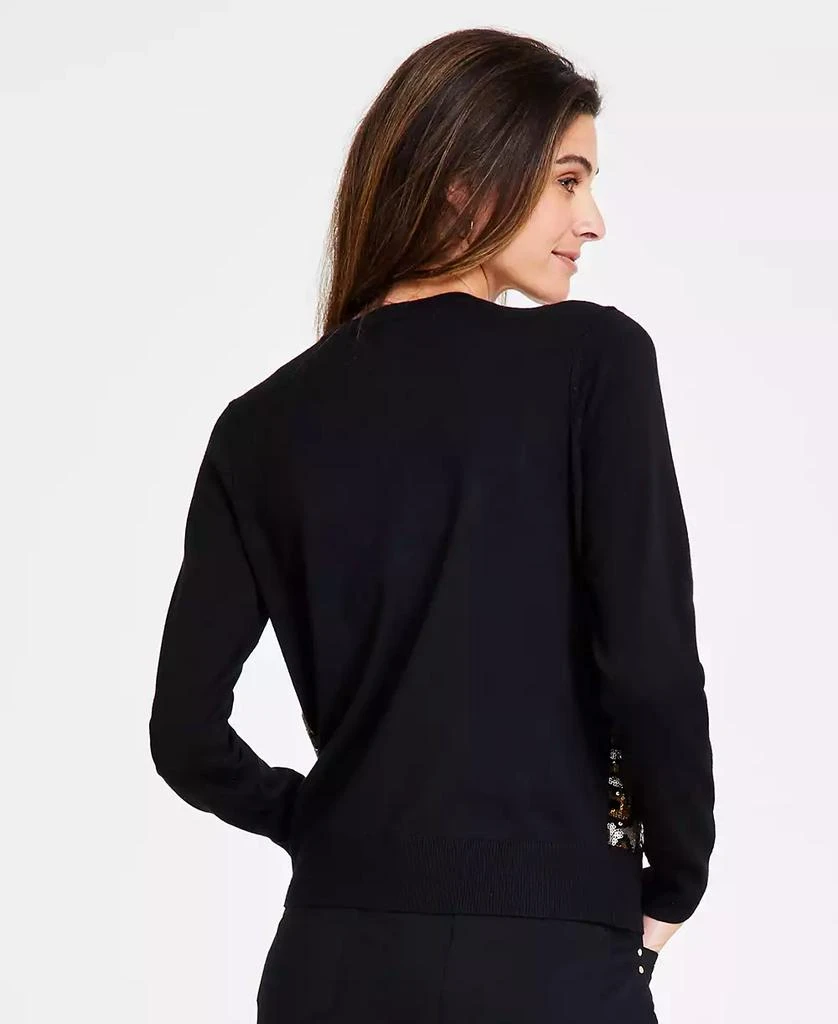 JM Collection Women
s Leopard Sequin Party Cardigan Sweater, Created for Macy
s 2