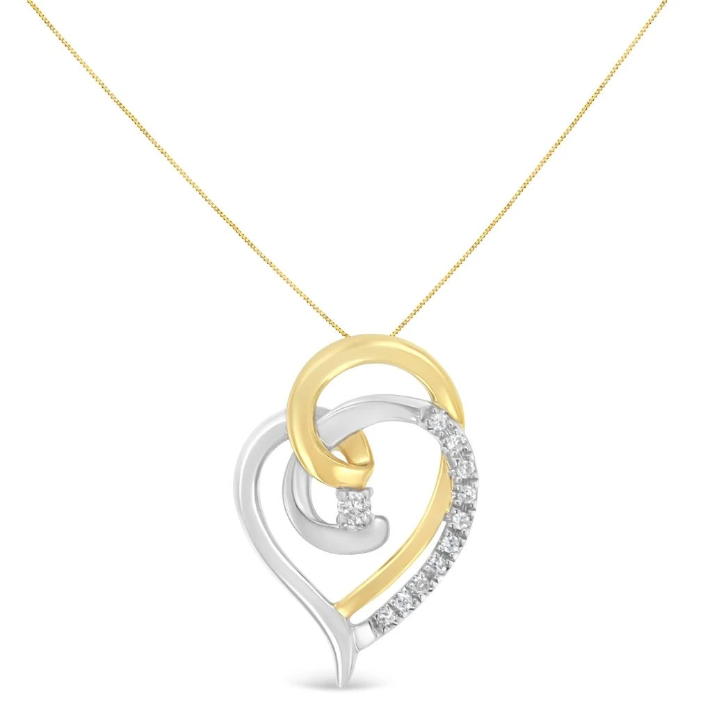 Haus of Brilliance 10K Yellow and White Gold Diamond Accent Open Double Heart Spiral Curl 18" Pendant Necklace 2