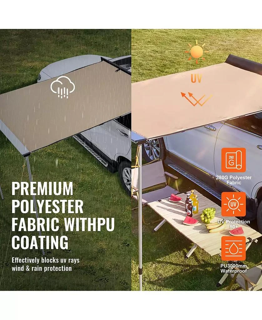 Mecale Car Side Awning, 6.6
 x 8.2
 Shade Coverage Vehicle Awning, PU3000mm UV50+ Retractable Awning with Storage Bag, Height Adjustable 6