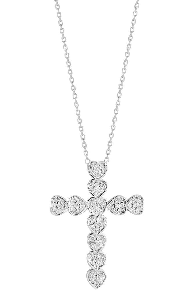 GLAZE JEWELRY 14K Yellow Gold Vermeil Pave CZ Cross Pendant Necklace