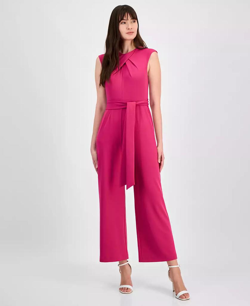 Tahari Petite Tie-Waist Sleeveless Wide-Leg Jumpsuit