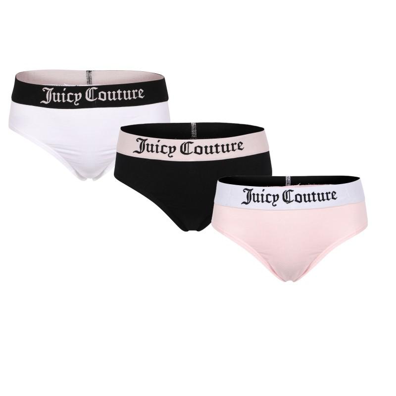 Juicy Couture Logo girls underwear panties set of 3 in black white and light pink