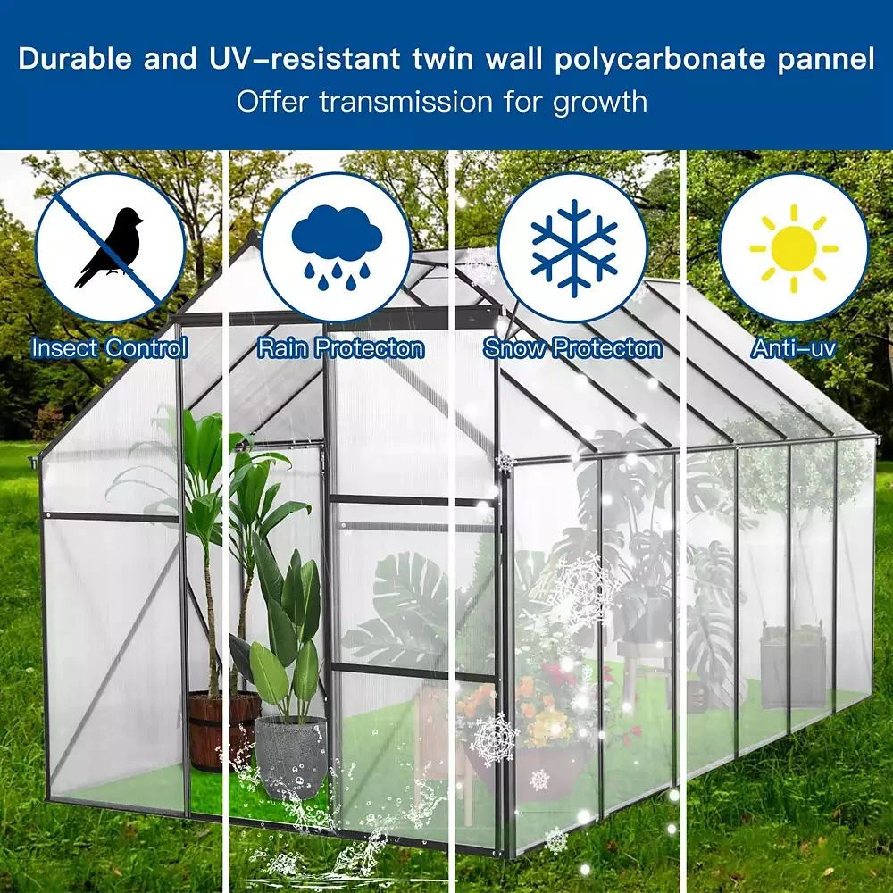 Streamdale Furniture 6x12 FT Heavy-Duty All-Season Greenhouse with Aluminum Base 10