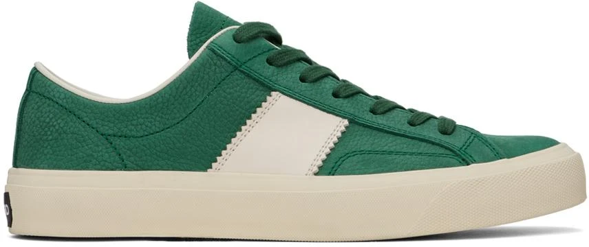 Tom Ford Green Leather Cambridge Sneakers 1