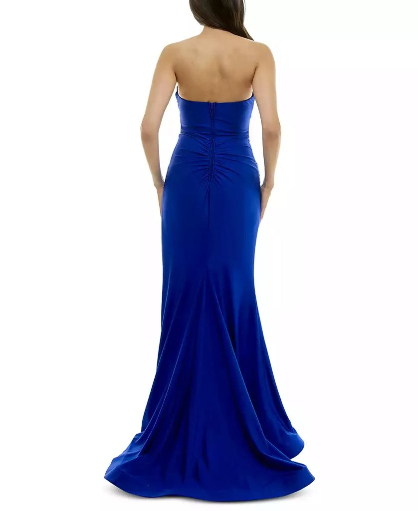 B Darlin Juniors' Strapless Corset High-Slit Evening Gown 5