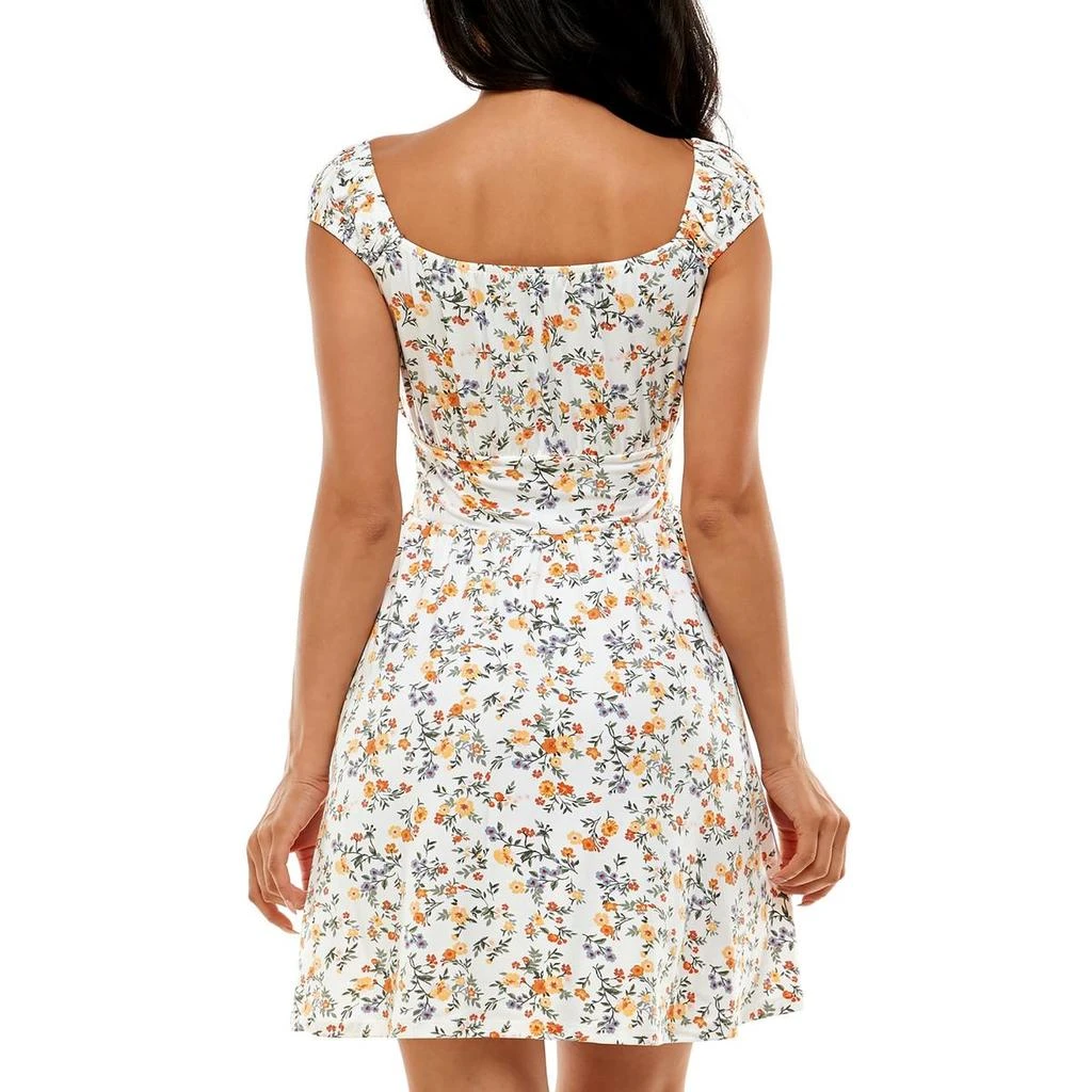 Almost Famous Juniors Womens Jersey Floral Fit & Flare Dress 2