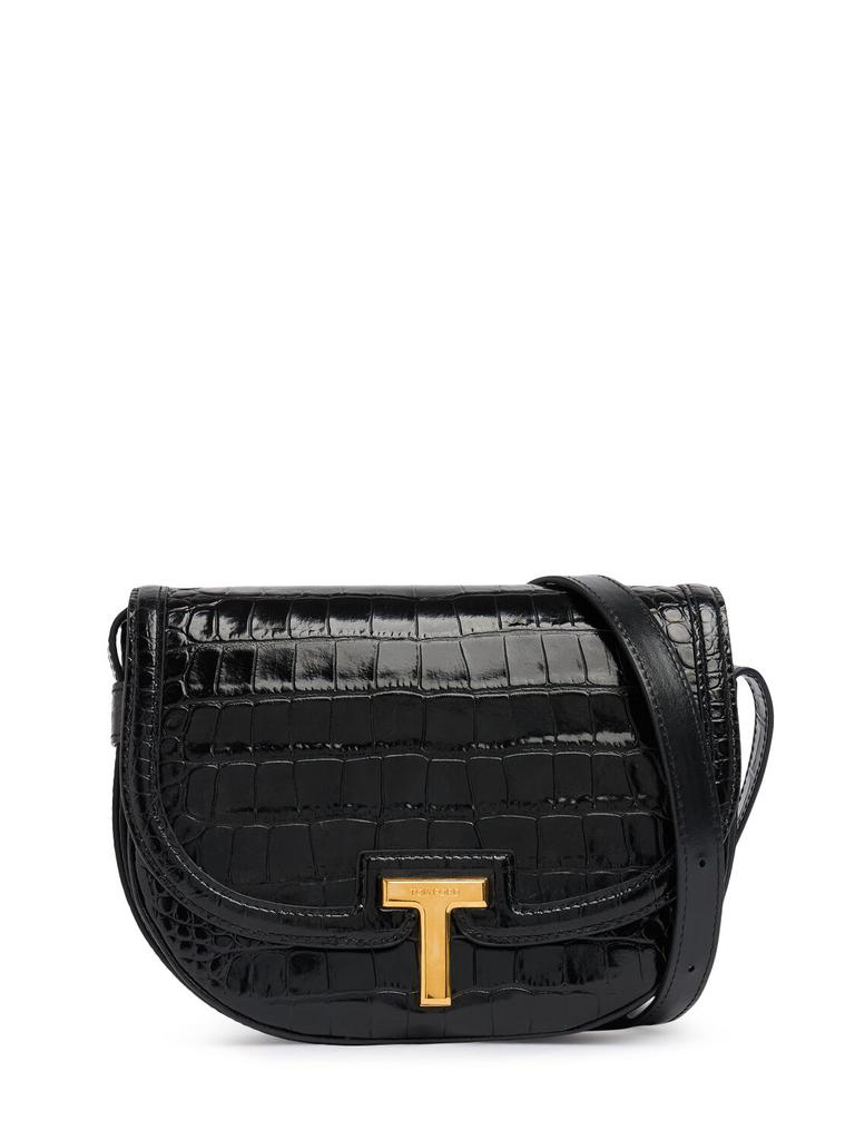 Tom Ford Black Soft Grain leather Traveller Mini Messenger