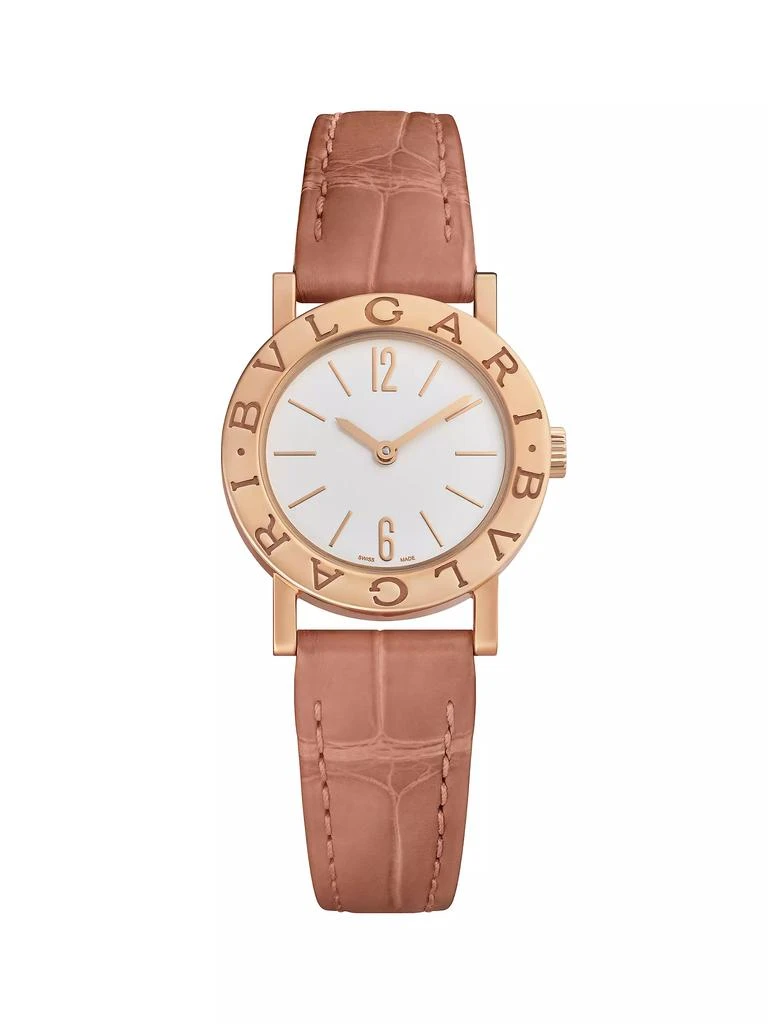 BVLGARI BVLGARI BVLGARI 18K Rose Gold & Alligator Leather Strap Watch/26MM 1