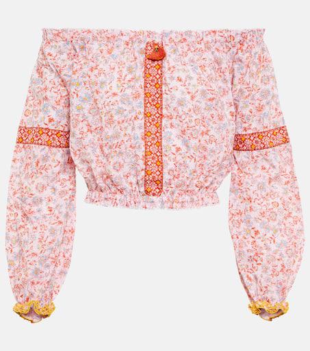 Poupette St Barth Nana floral cotton crop top