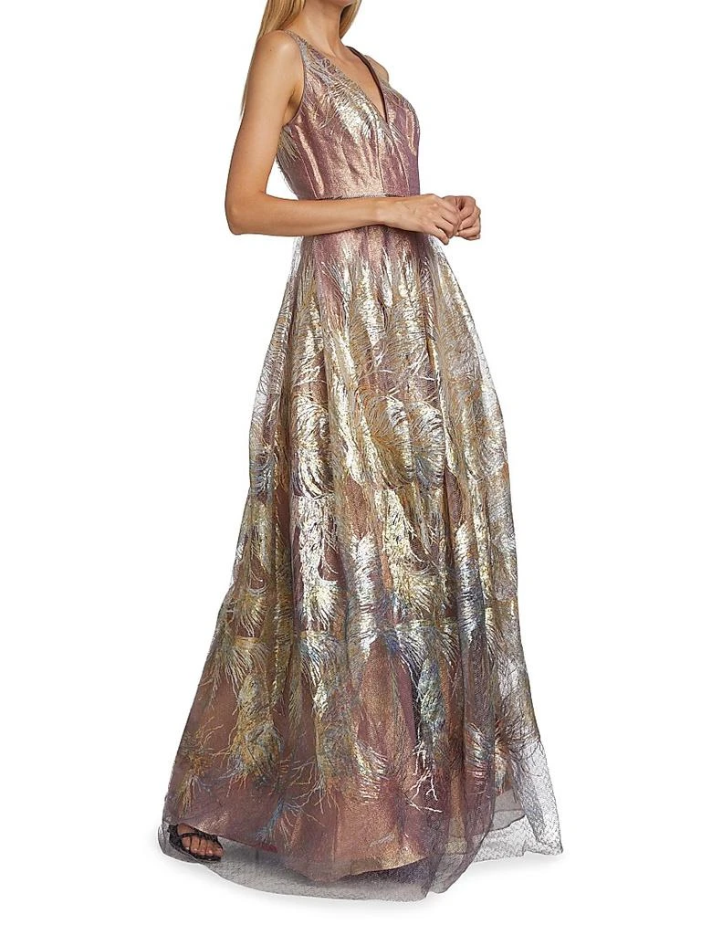 Rene Ruiz Collection Feather Jacquard Fit-&-Flare Gown 4