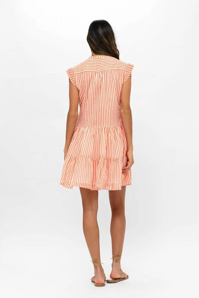Oliphant Playa Roll Sleeve Dress In Coral 2