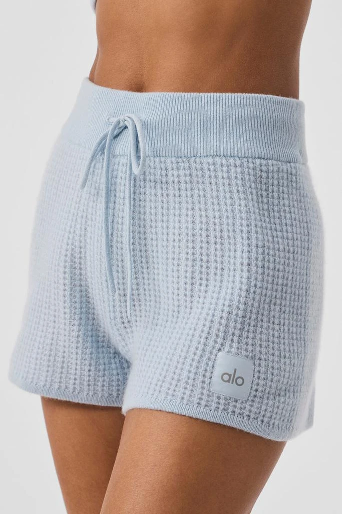 Alo Cashmere High-Waist Plush Waffle Short - Crystal Blue 1