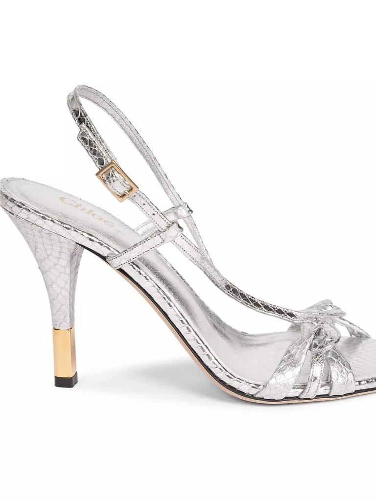 Chloé Nour Crocodile-Embossed Metallic Leather Sandals 7
