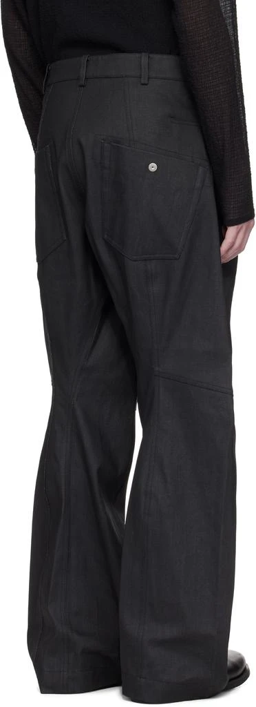 Omar Afridi Black Knee Darted Flare Coated Jeans 3