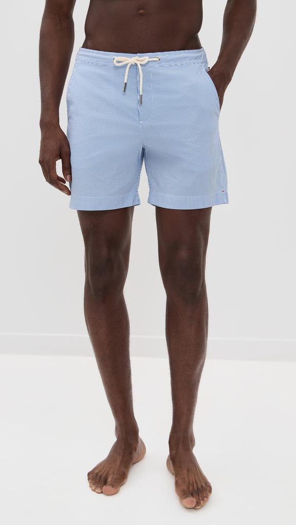 ORLEBAR BROWN Bulldog Drawcord Seersucker Stripe Swim Shorts  6.25"