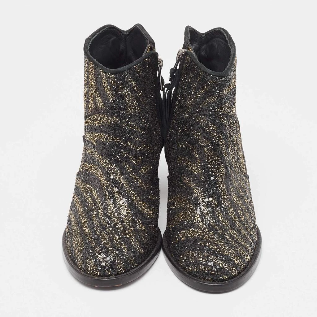 ZADIG & VOLTAIRE Zadig & Voltaire Black/Gold Glitter Molly Ankle Boots Size 36 3