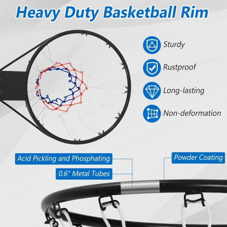 Hivvago 18 Inch Basketball Rim Goal Replacement with All Weather Net and Mounting Hardware 5
