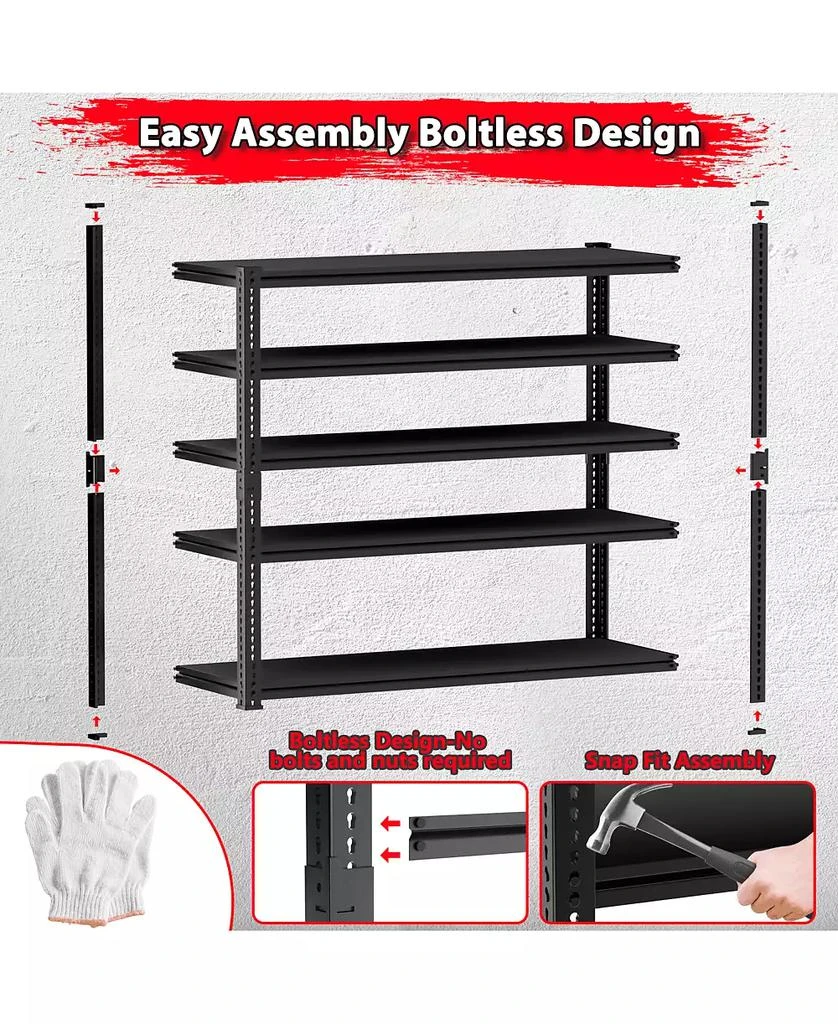 Lovmor 5-Tier 60 in W x 78 in H x 24 in D Adjustable Solid Plate Heavy Duty Metal Shelving Unit 4