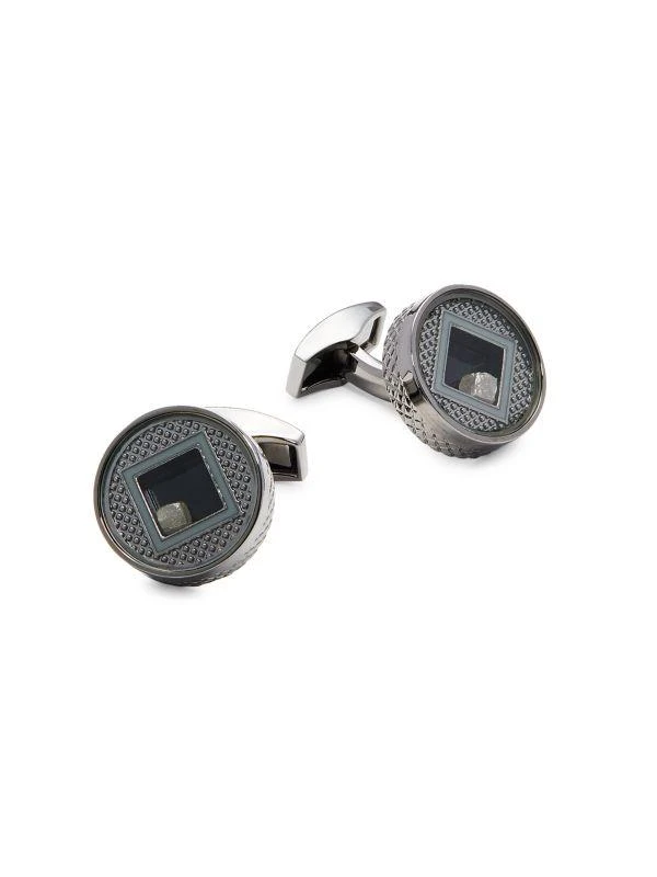 Tateossian Rt Gunmetal Plated & Diamond Cube Cufflinks 1