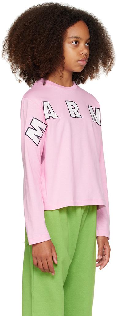 Marni Kids Pink Logo Appliqué Long Sleeve T-Shirt - Baby