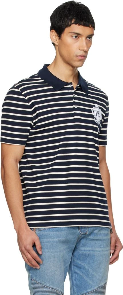 Balmain White 
Navy College Emblem Polo 2