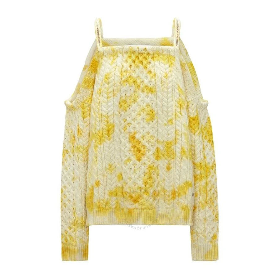 JW Anderson Ladies Yellow Cold Shoulder Cable Jumper 1