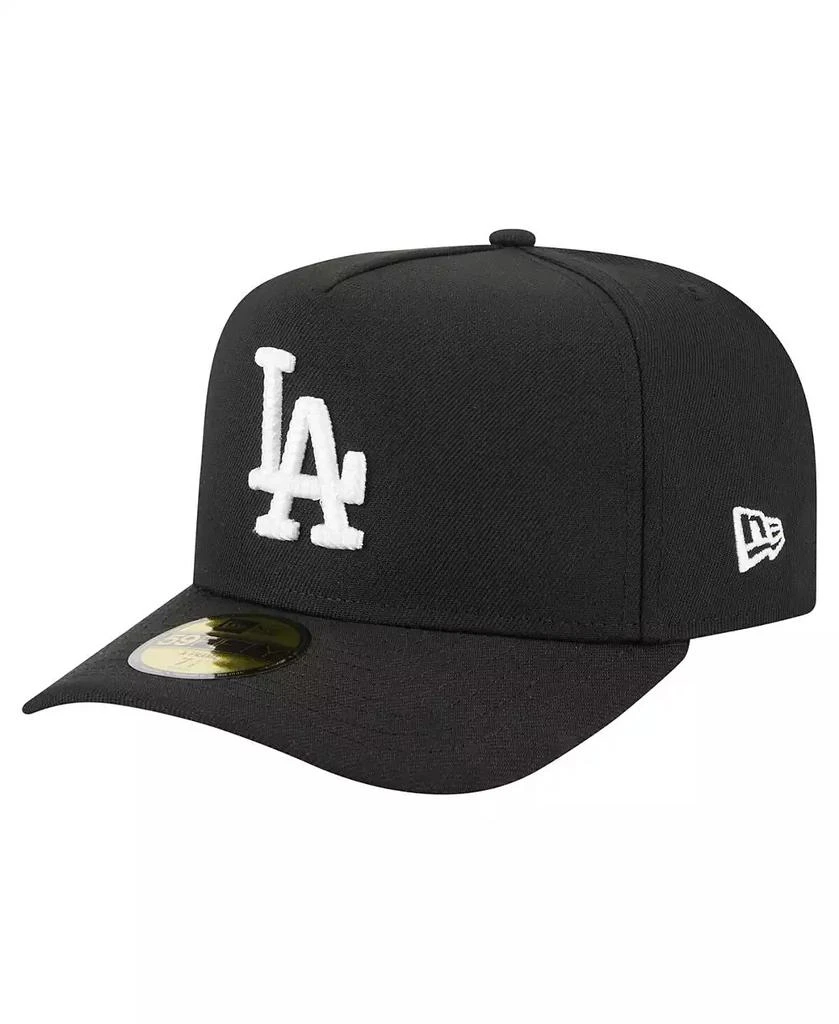 New Era Men's Black Los Angeles Dodgers Script Safety Pin 59FIFTY A-Frame Fitted Hat 1