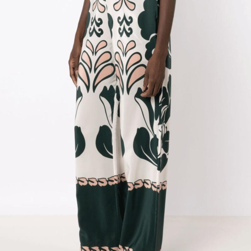 Adriana Degreas Spray Of Flower Wide-Leg Pant