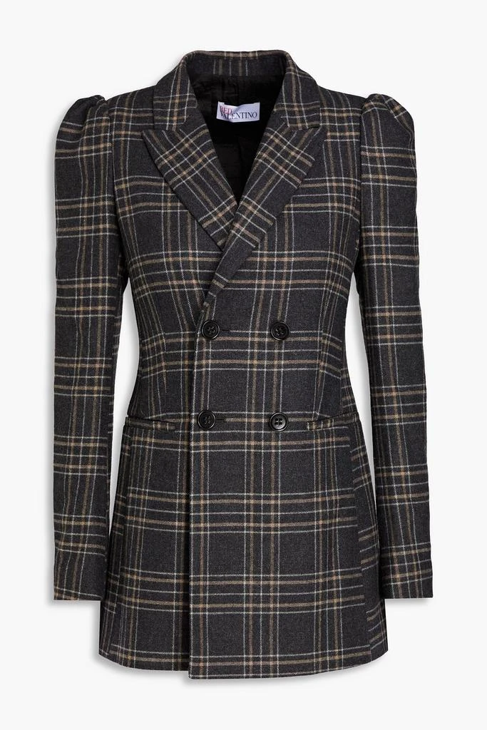 RED Valentino Double-breasted checked flannel blazer 1