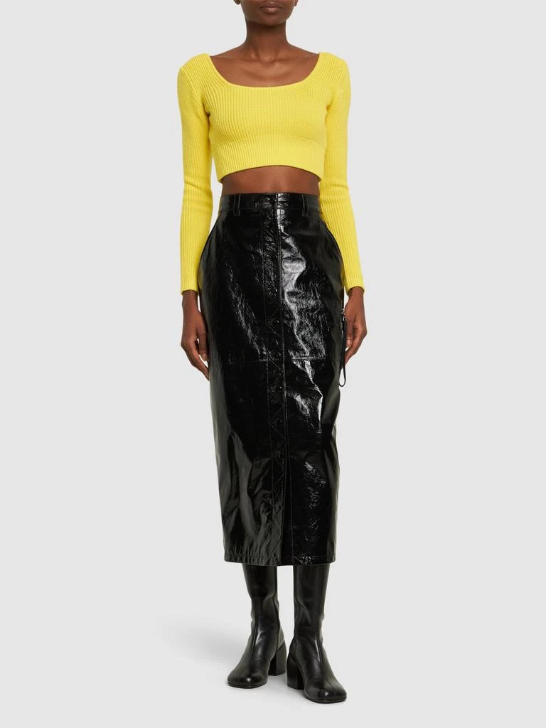 FERRARI Patent Leather Pencil Midi Skirt 1