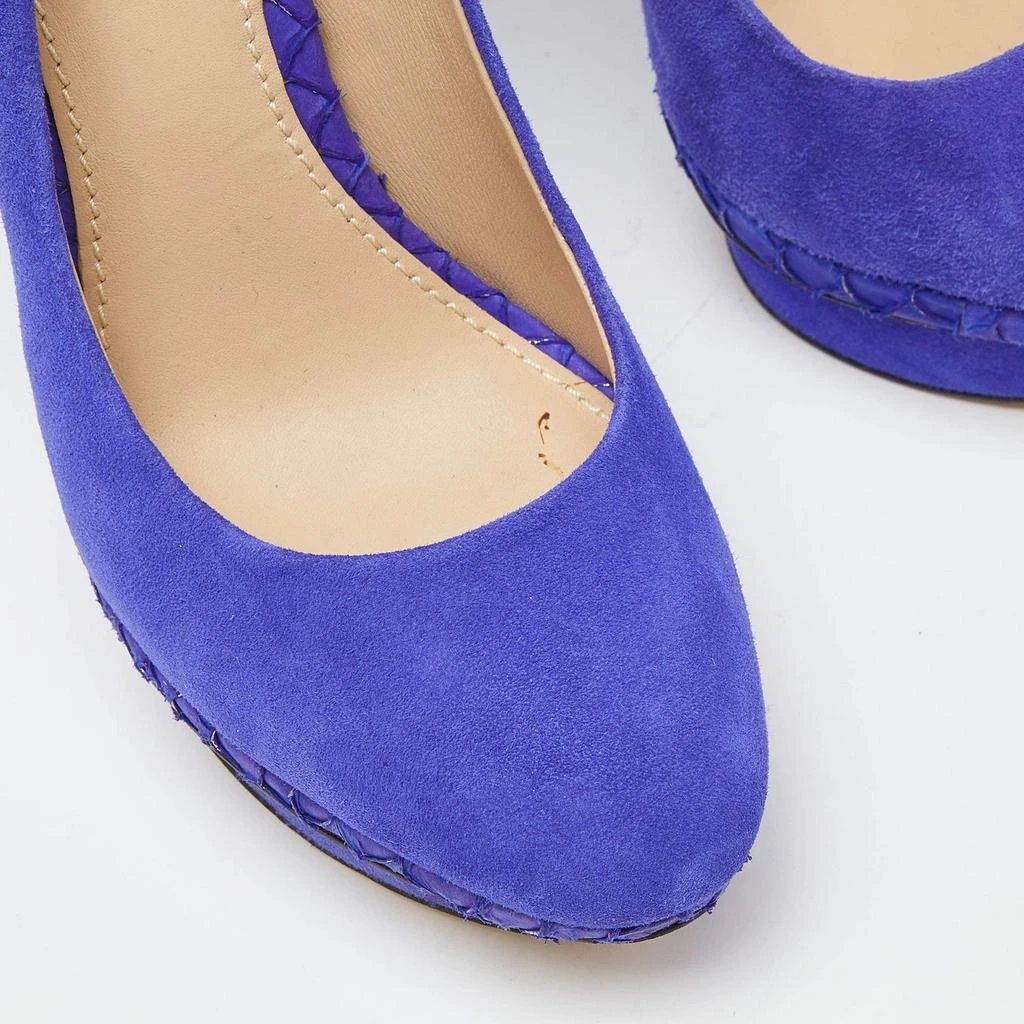 Brian Atwood Brian Atwood Blue Suede and Snakeskin Embossed Leather Platform Pumps Size 37 7