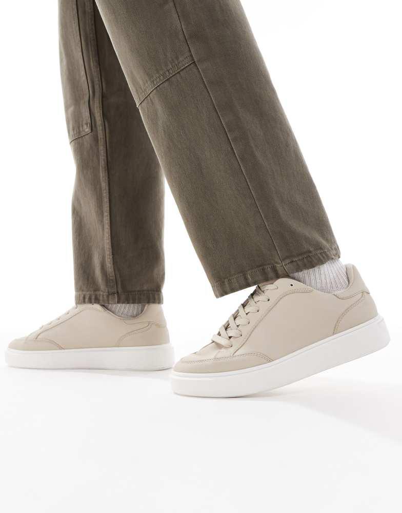 ASOS ASOS DESIGN lace up trainers in stone with white sole