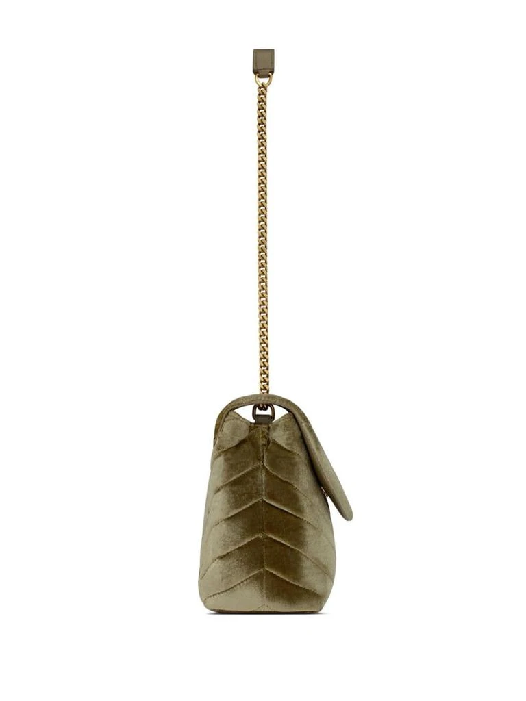 Yves Saint Laurent OLIVE GREEN VELVET SMALL LOULOU SHOULDER BAG 4