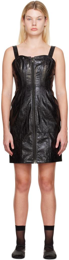 LVIR Black Faux-Leather Minidress