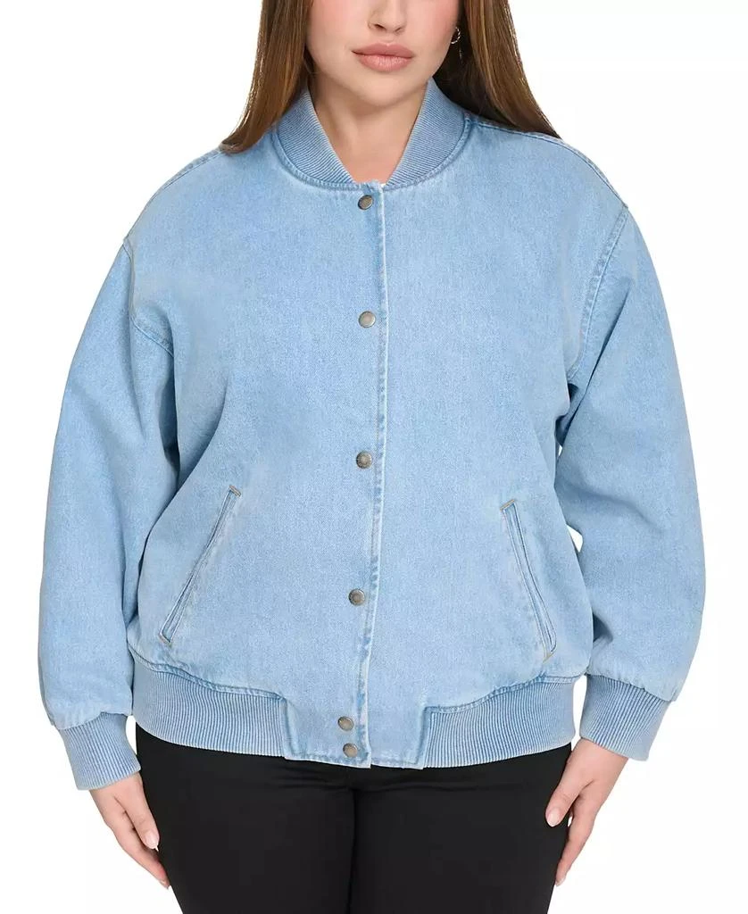 Levi
s Plus Size Varsity Cotton Denim Bomber Jacket