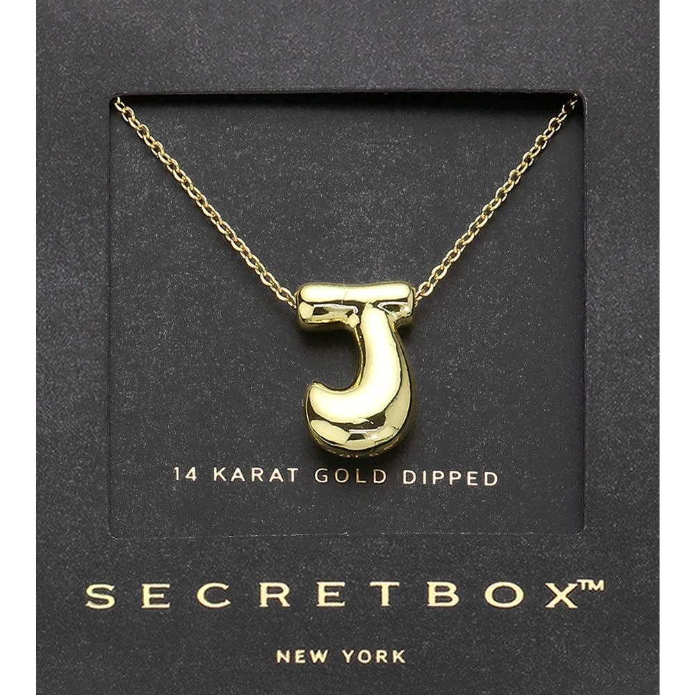 FASHNZFAB SECRET BOX_ -J- 14K Gold Dipped Bubble Initial Monogram Pendant Necklace