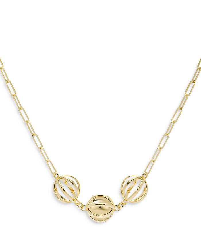 L. Klein 18K Yellow Gold Prisma Triple Ball & Cage Necklace, 16"