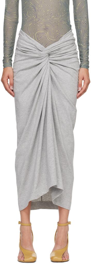 Dries Van Noten Gray Knotted Midi Skirt - Dresses & Skirts