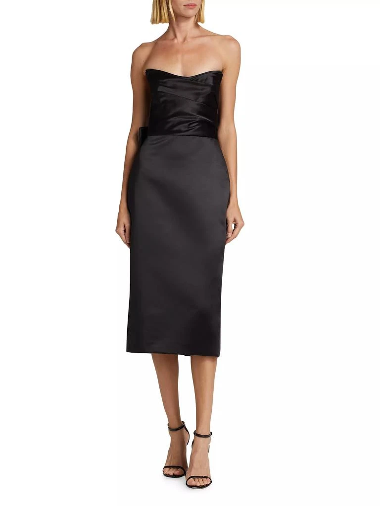 Amsale Duchess Satin Bow-Back Midi-Dress 3