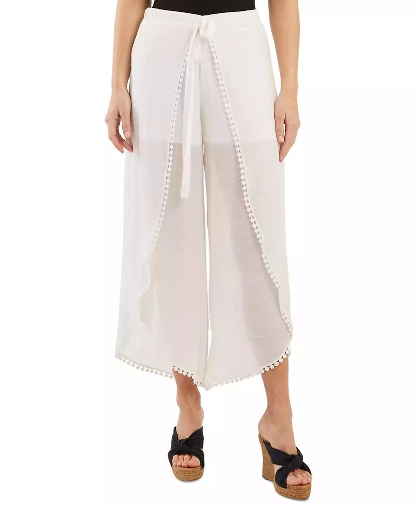 BCX Juniors' Tie-Front Gauze Cropped Pants 1