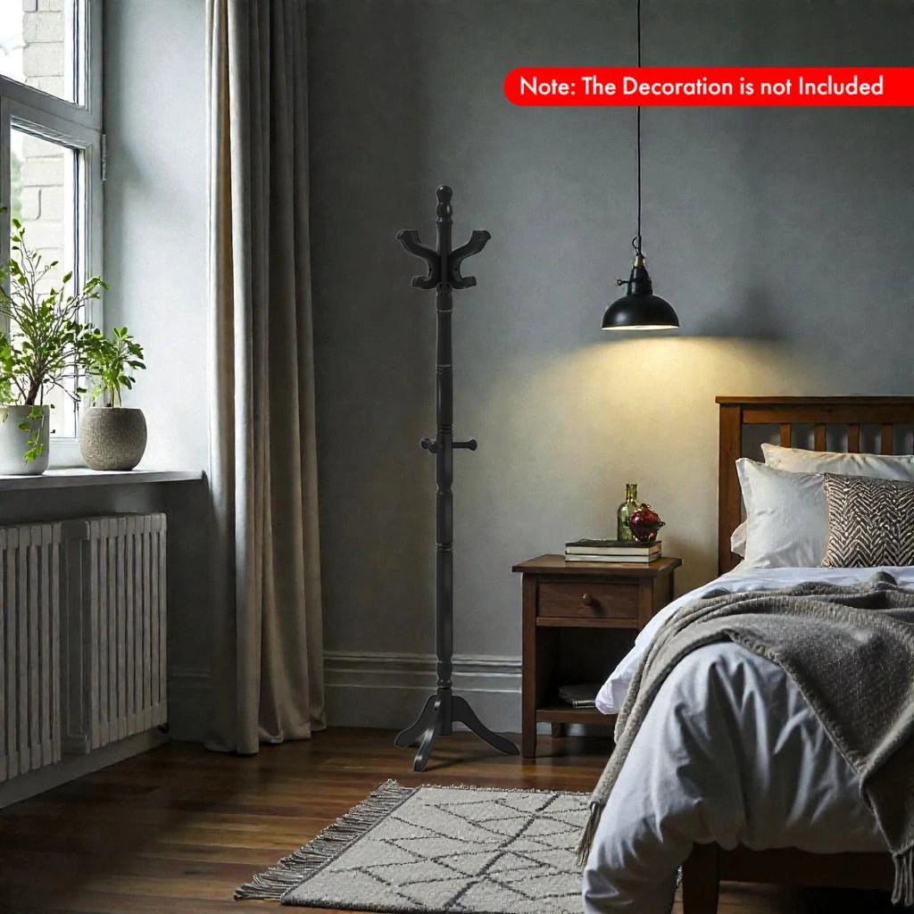 Hivvago Adjustable Solid Wood Coat Rack with 11 Hooks for Entryway 2