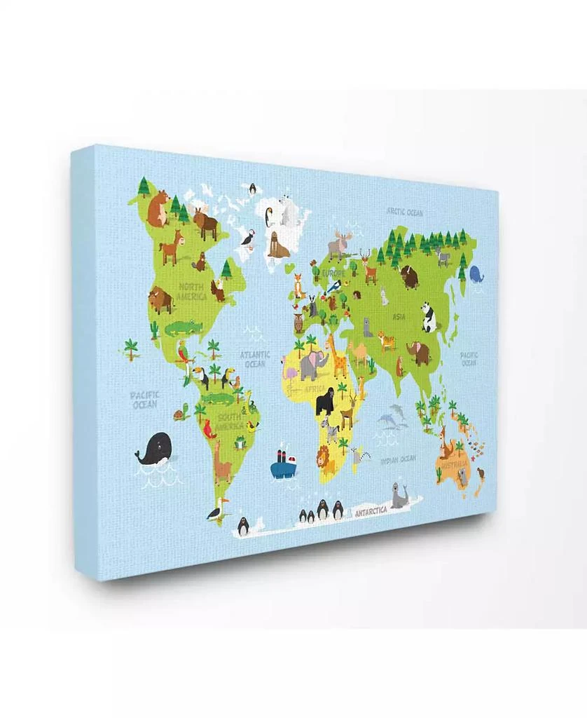 Stupell Industries World Map Cartoon and Colorful Canvas Wall Art, 16" x 20"