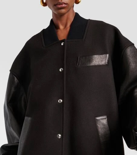 Khaite Spencer wool-blend and leather bomber jacket 7