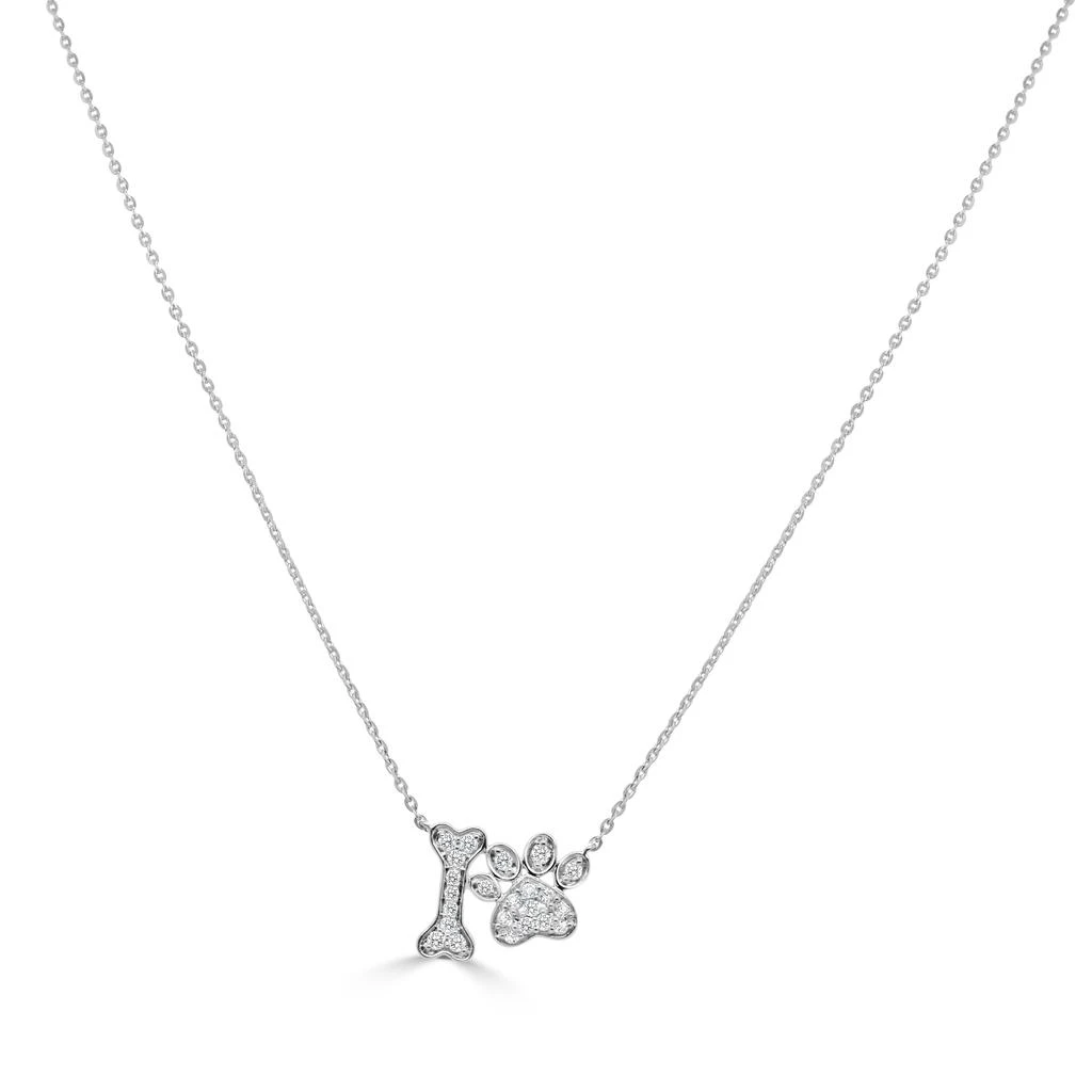 Sabrina Designs 14K White Gold Dog print And Wishbone Diamond Necklace